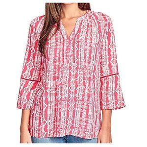 NWT Gloria Vanderbilt Women's Nova Flutter Sleeve Blouse Red, Size M $40 1B192